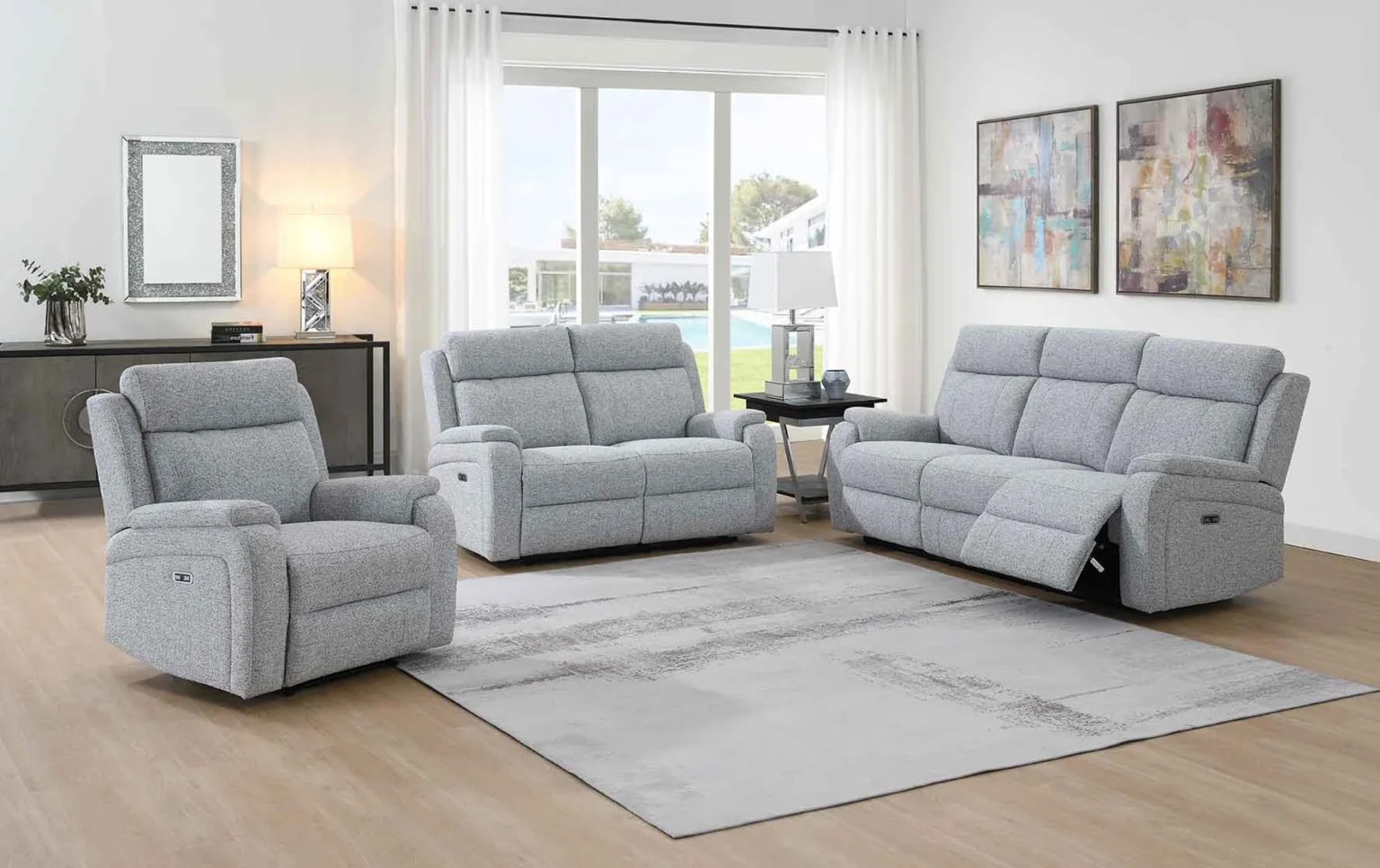 Abbey Fabric Power Recliner Sofa