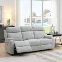 Abbey Fabric Power Recliner Sofa - Silver 3 seater Abbey Fabric Power Recliner Sofa - Silver 3 seater