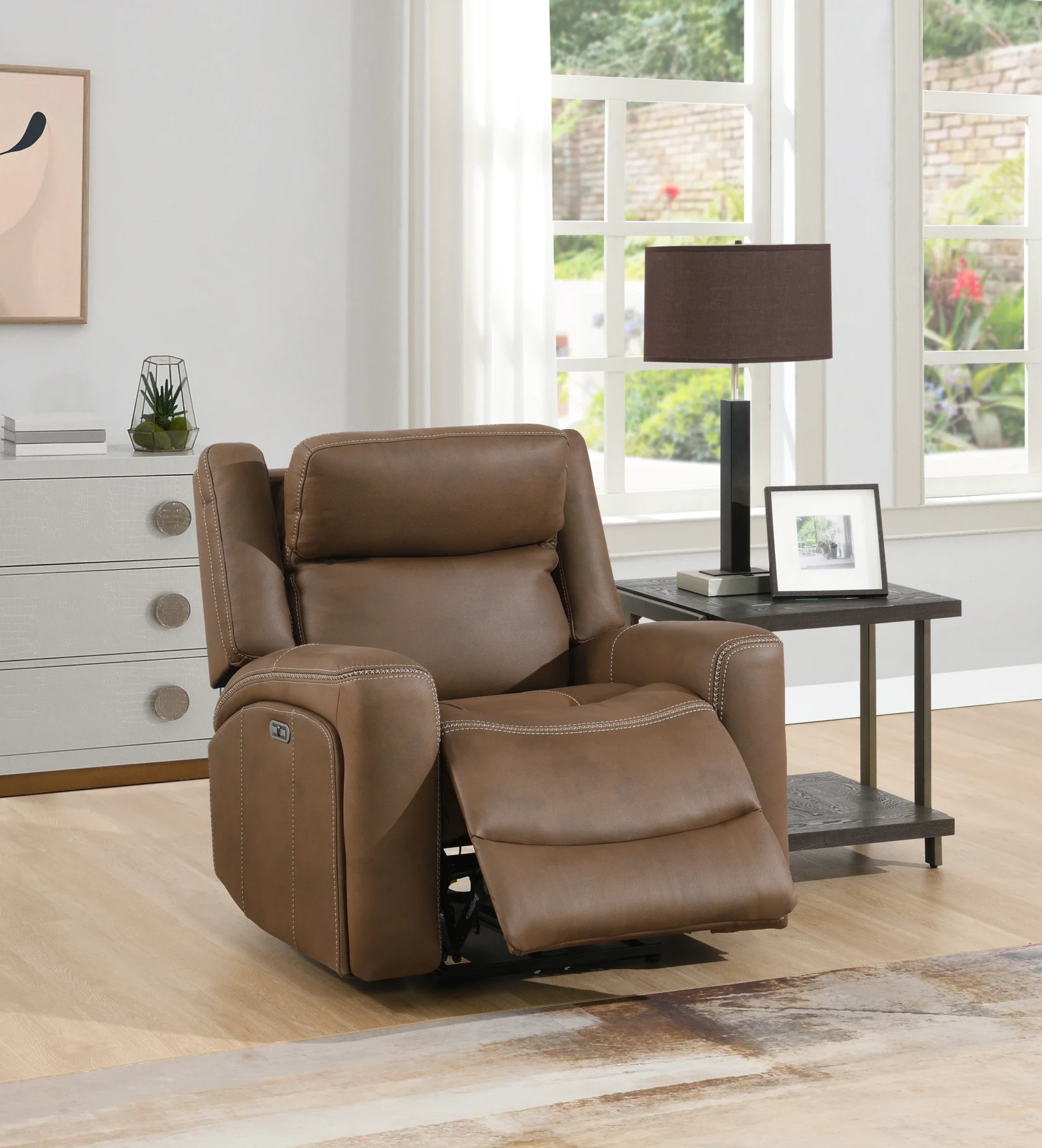 Abbey Leather Power Recliner Sofa - Tan armchair Abbey Leather Power Recliner Sofa - Tan armchair