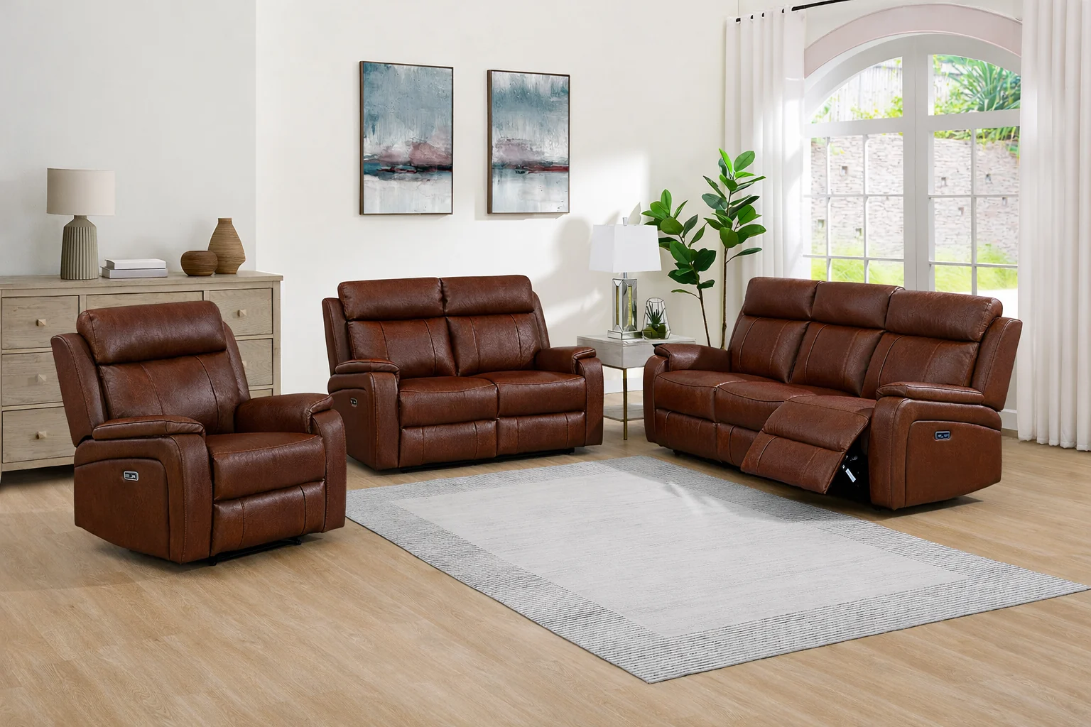 Abbey Leather Power Recliner Sofa