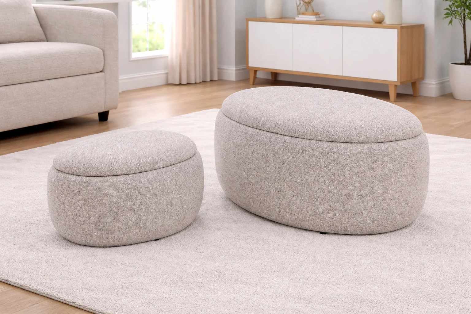 Cask Large Storage Ottoman - Stone Cask Large Storage Ottoman - Stone