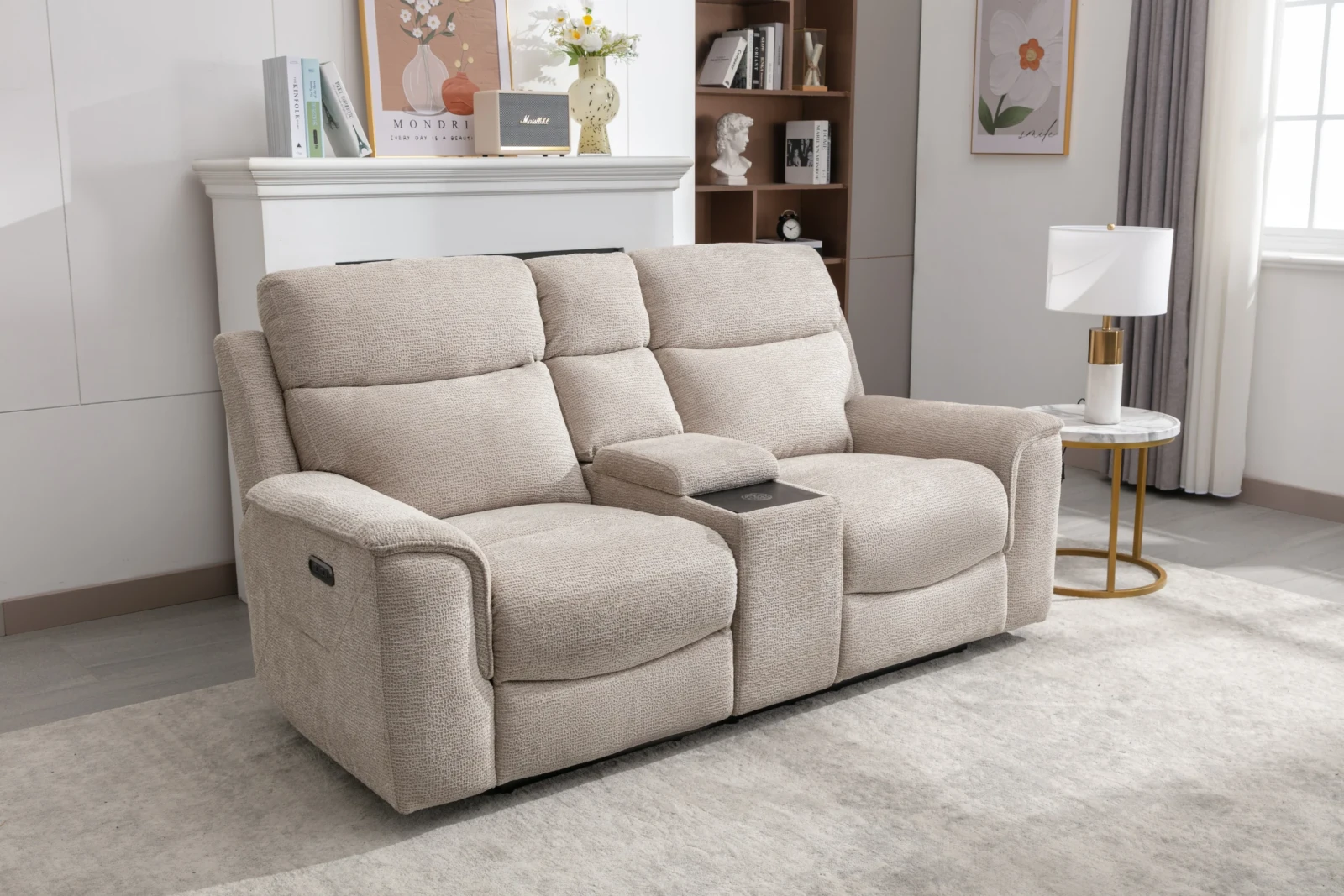 Cloud Power Recliner Sofa - Beige 2 seater with console