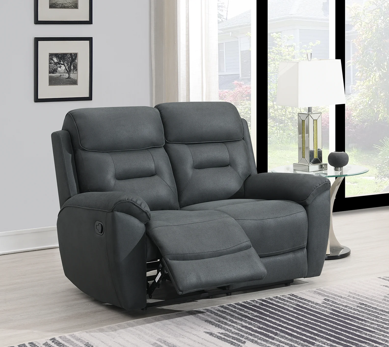 Haven Manual Recliner Sofa - Charcoal 2 seater Haven Manual Recliner Sofa - Charcoal 2 seater