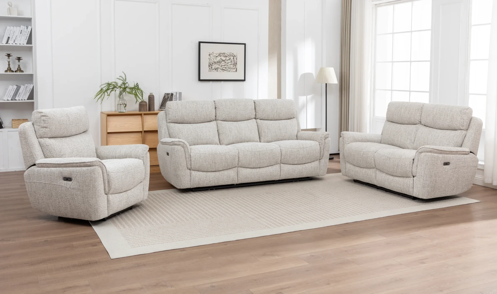 Hearth Power Recliner Sofa - Light Grey detail Hearth Power Recliner Sofa - Light Grey detail