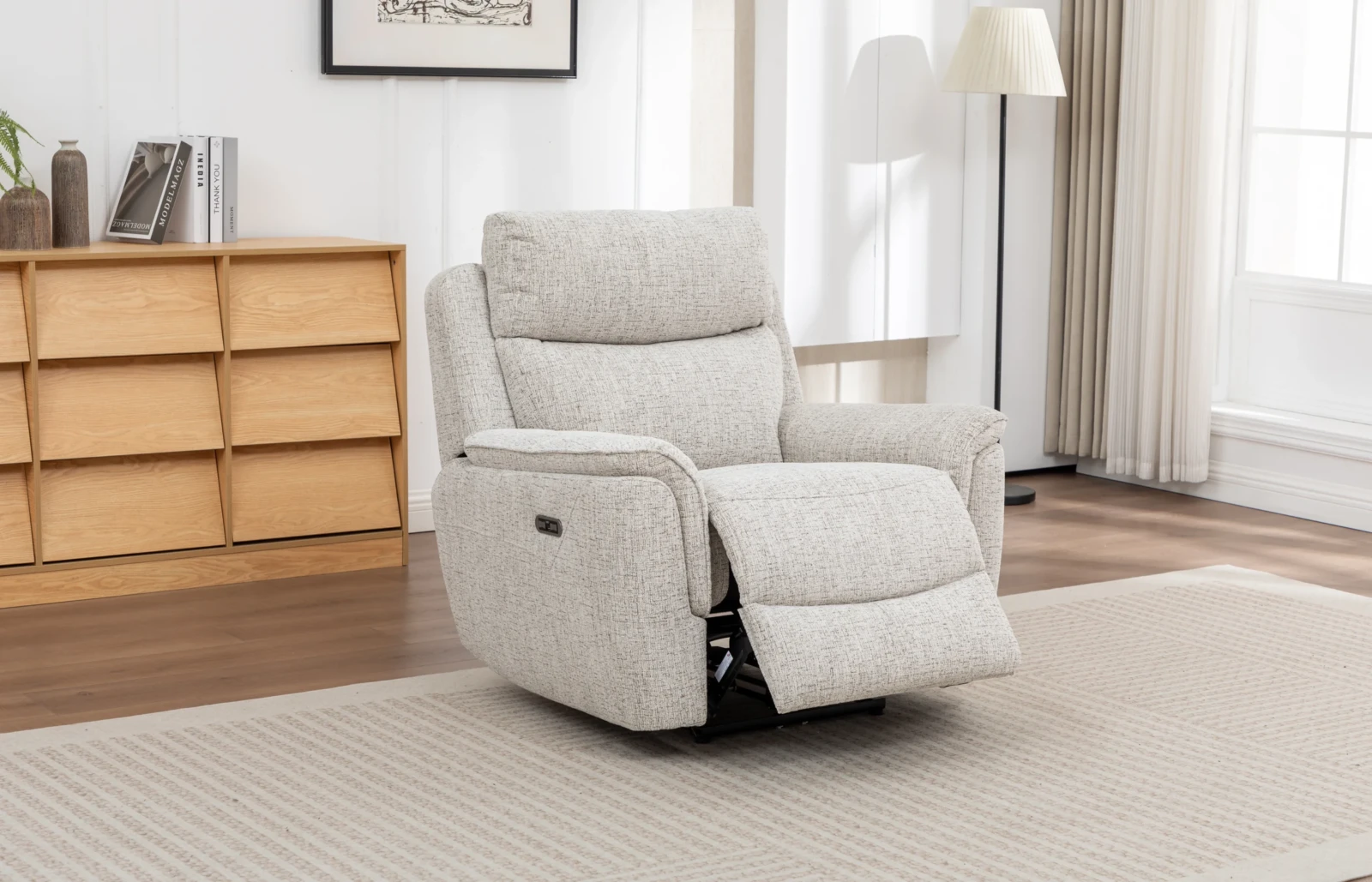 Hearth Power Recliner Sofa - Light Grey detail Hearth Power Recliner Sofa - Light Grey detail