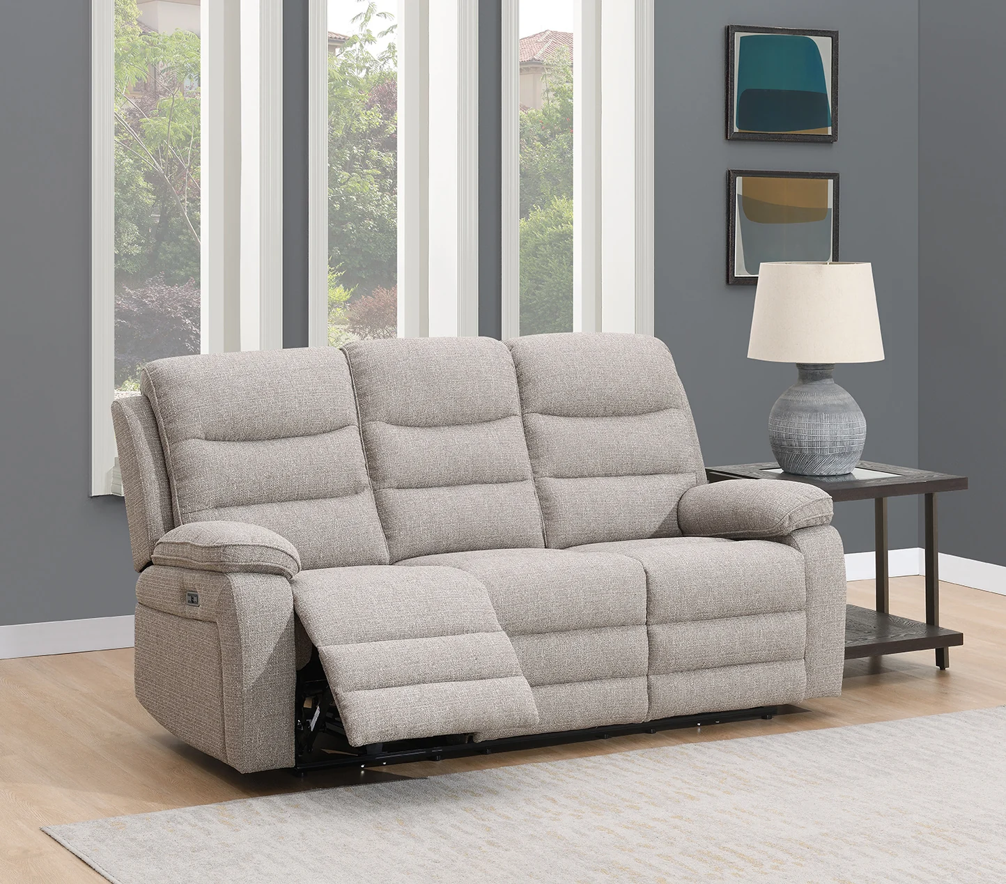 Hearth Power Recliner Sofa - Oatmeal 3 seater Hearth Power Recliner Sofa - Oatmeal 3 seater