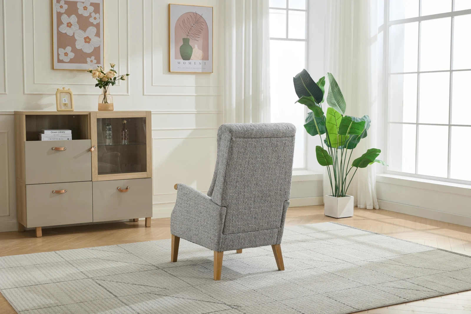 Library Recliner Chair - Light Grey detail Library Recliner Chair - Light Grey detail