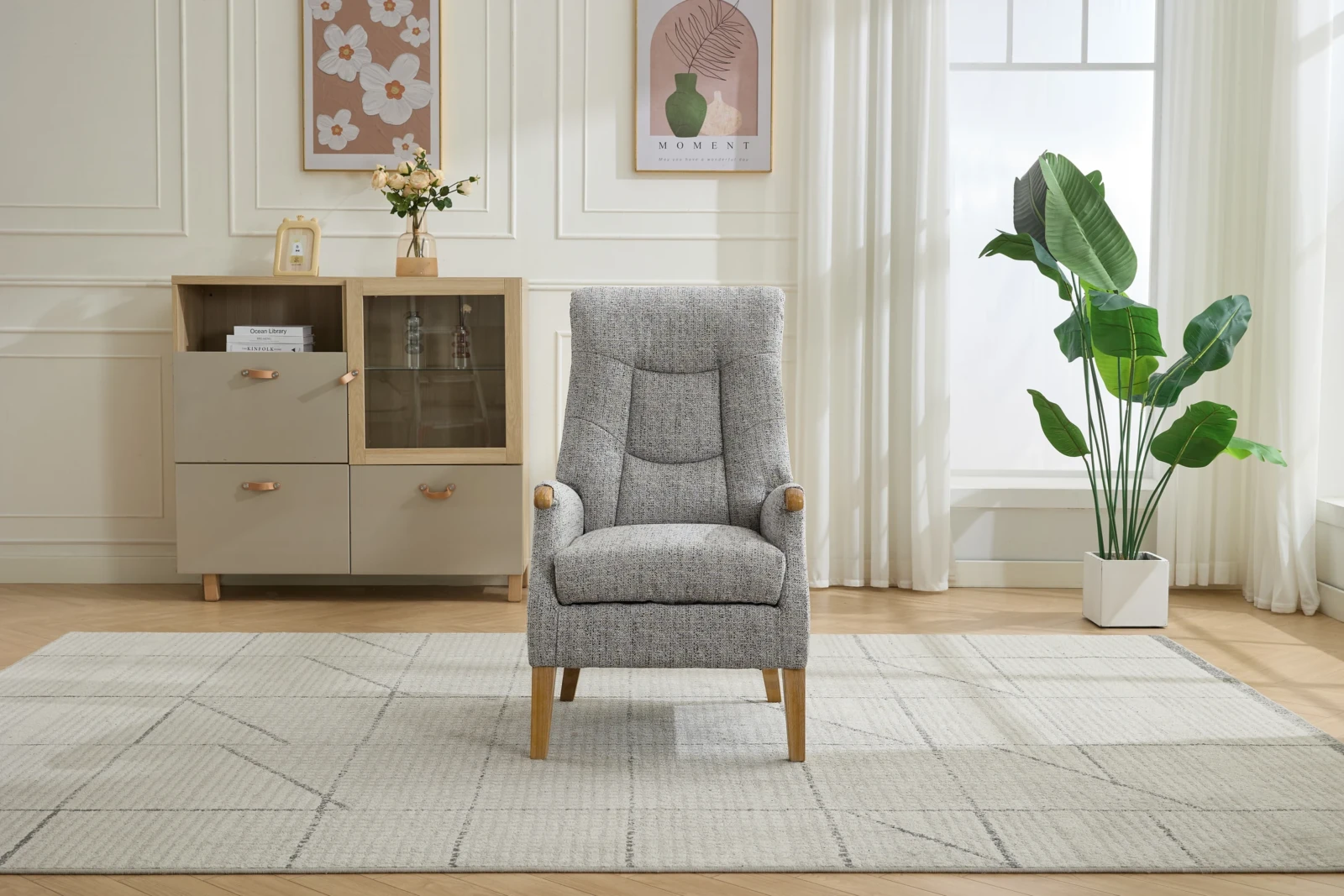 Library Recliner Chair - Light Grey detail Library Recliner Chair - Light Grey detail