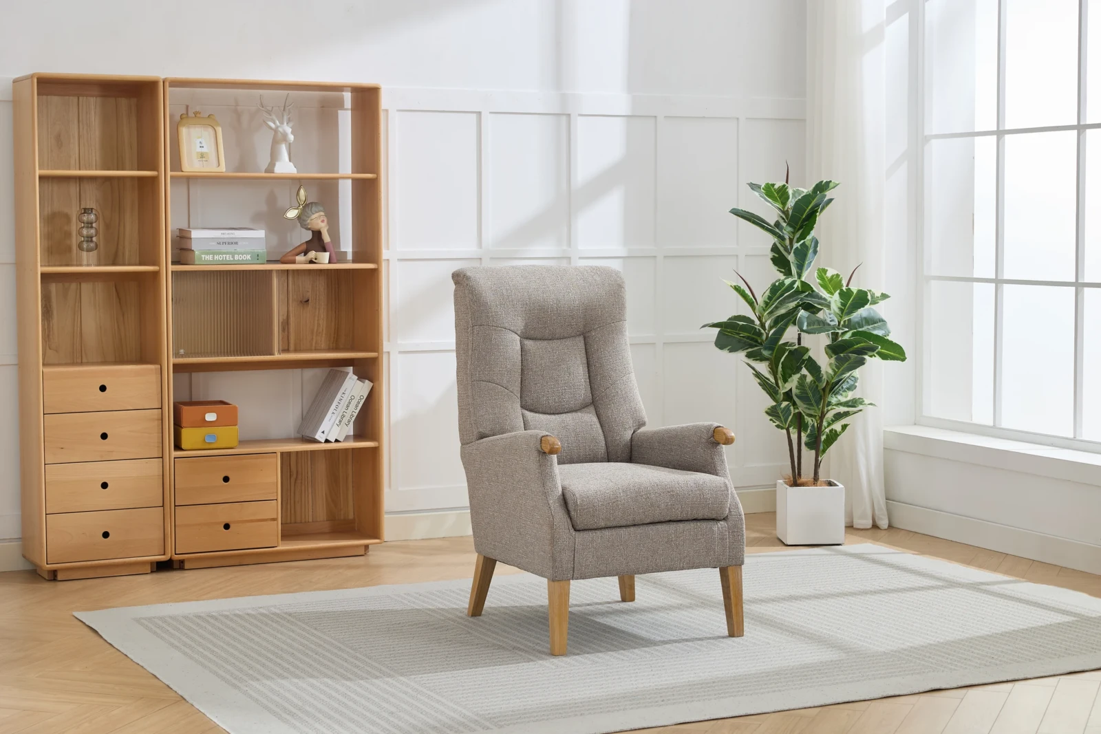 Library Recliner Chair - Oatmeal detail Library Recliner Chair - Oatmeal detail