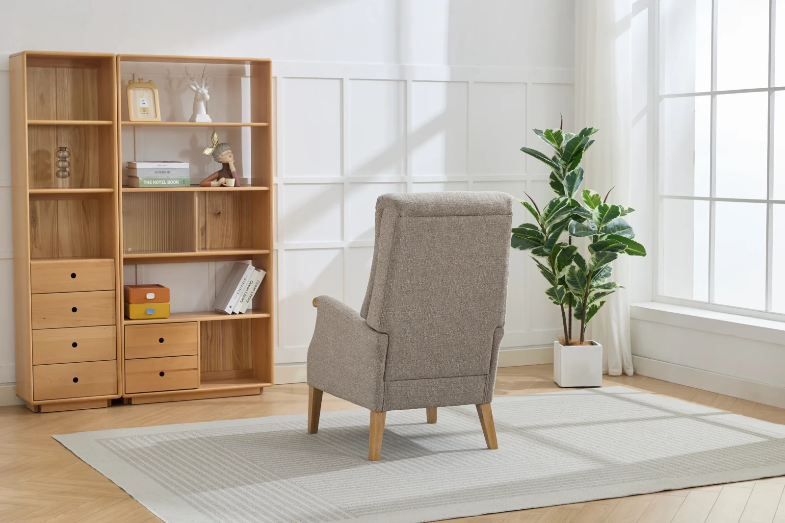 Library Recliner Chair - Oatmeal detail Library Recliner Chair - Oatmeal detail