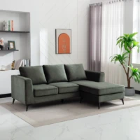 Linen Sofa - Winter Moss chaise Linen Sofa - Winter Moss chaise