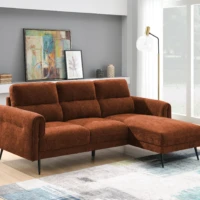 Linen Sofa - Deep Terra chaise Linen Sofa - Deep Terra chaise