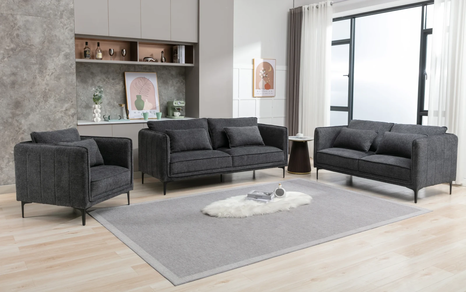 Tweed Sofa - Dark Grey suite Tweed Sofa - Dark Grey suite