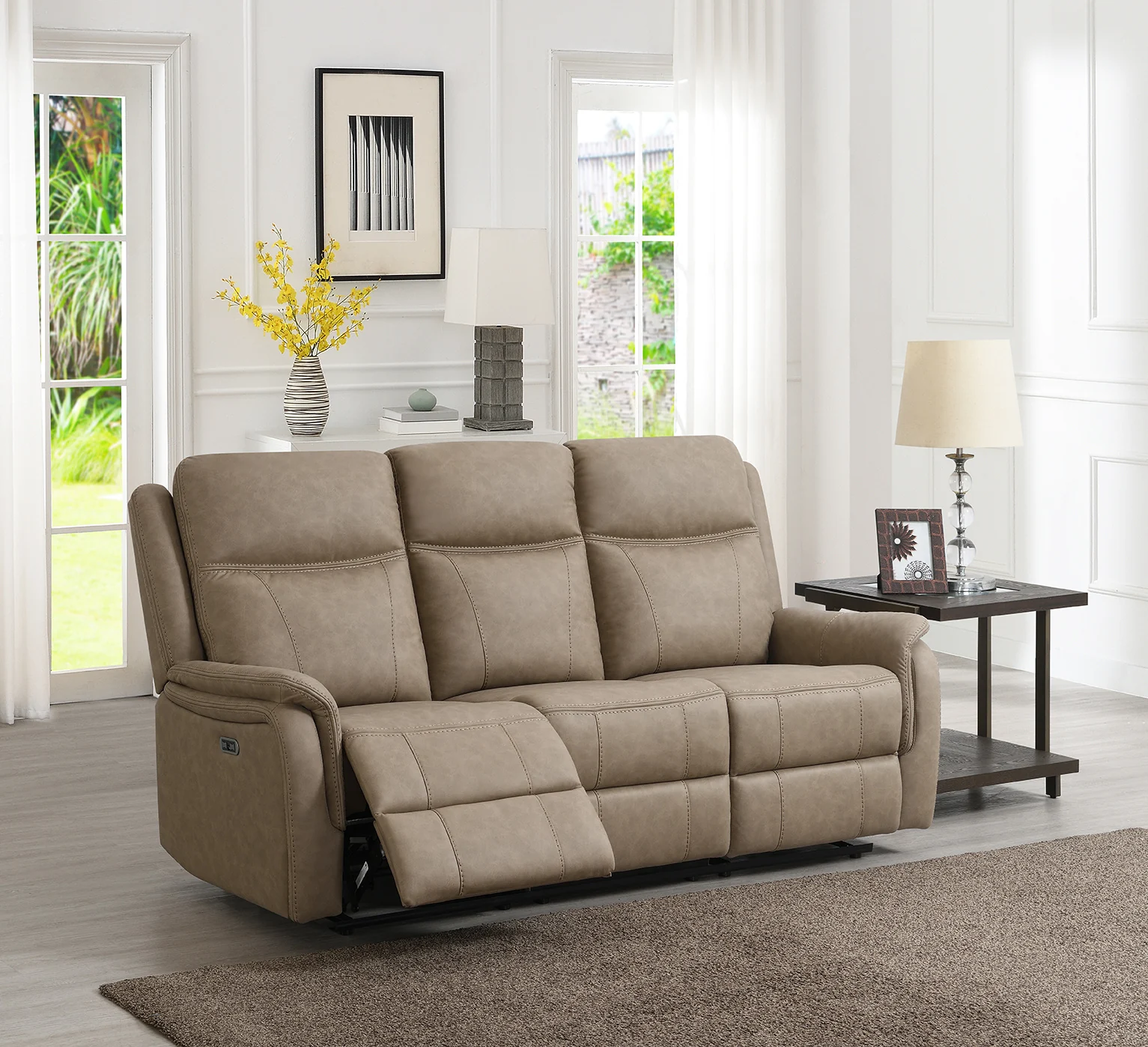 Willow Power Recliner Sofa - Taupe 3 seater Willow Power Recliner Sofa - Taupe 3 seater